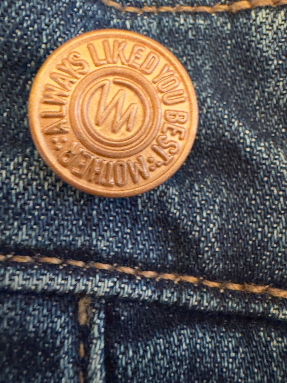 MOTHER Blue Denim Jeans with Copper Button - Picture 4 of 8